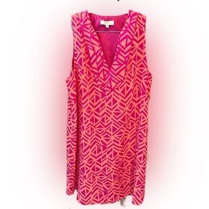 Britt Ryan vneck sleeveless dress coral & pink size medium
